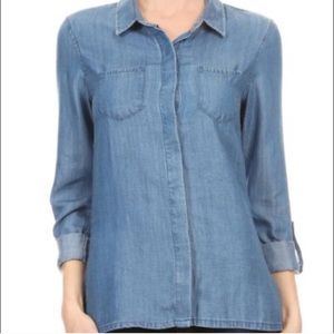 Anthropologie Chambray Jean Shirt Size Medium